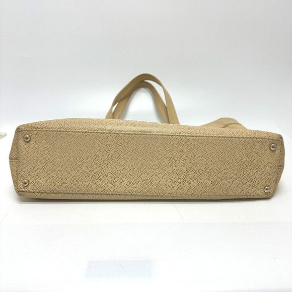 Authentic CHANEL CC Mark CC Bag Tote Bag Caviar Leather Beige - Picture 5 of 15